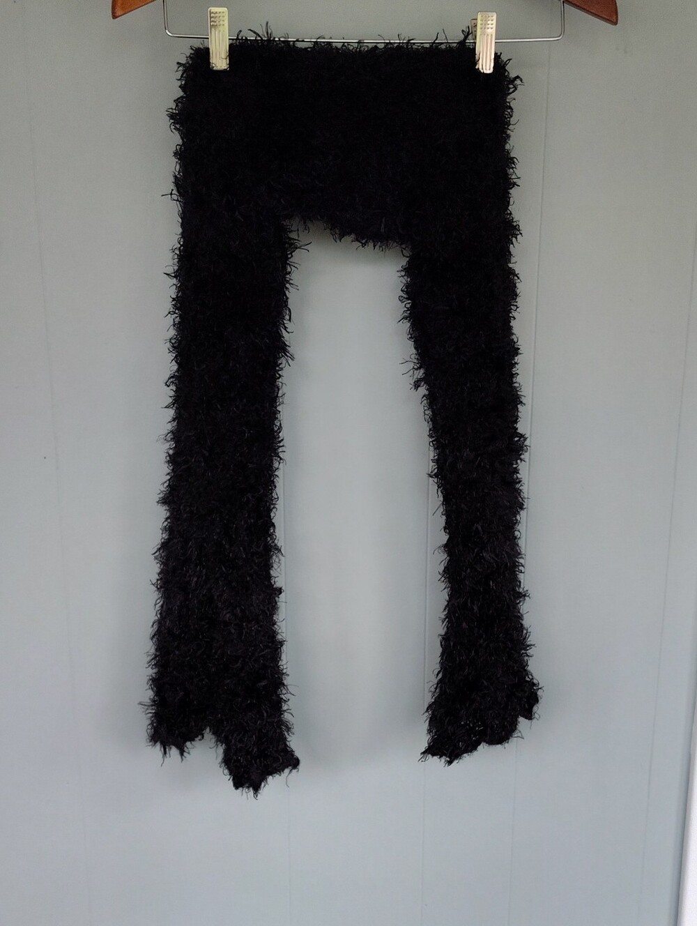 Vintage Black Decorative Fuzzy Scarf